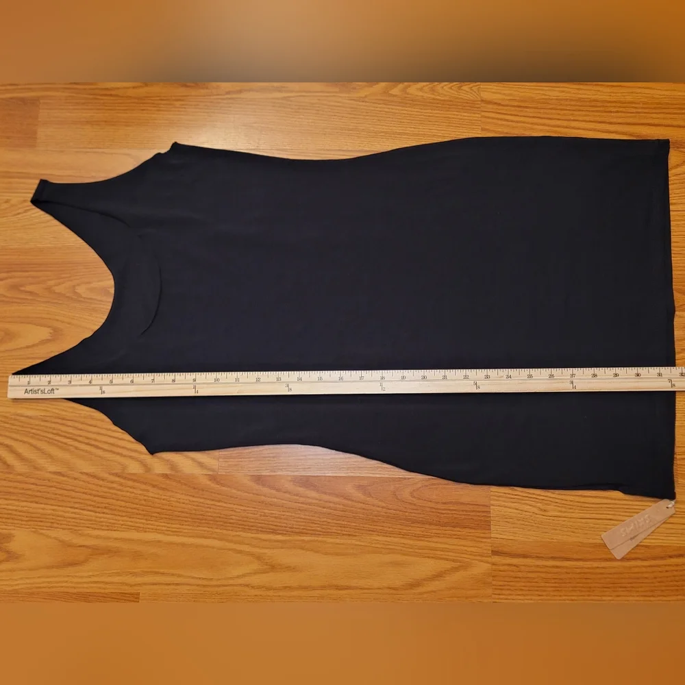 NWT SKIMS Sleep Cotton Jersey Mini Dress Nightgown Scoop Neck Sz Lrg Soot/Black - Picture 8 of 16